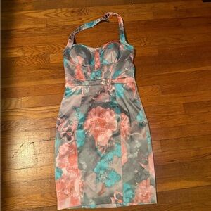 Jessica Simpson Strapless Dress in Coral and Teal